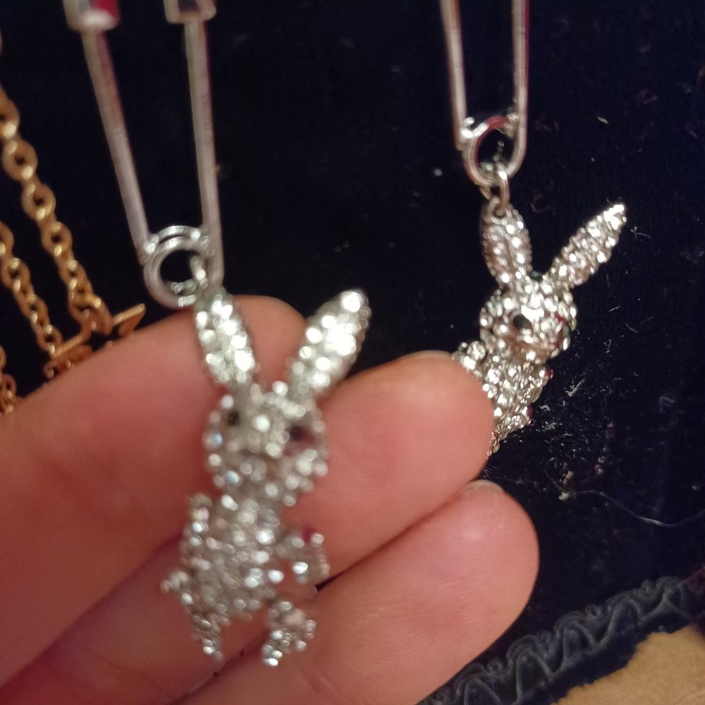 Rhinestone Bunny Rabbit Pin Earrings